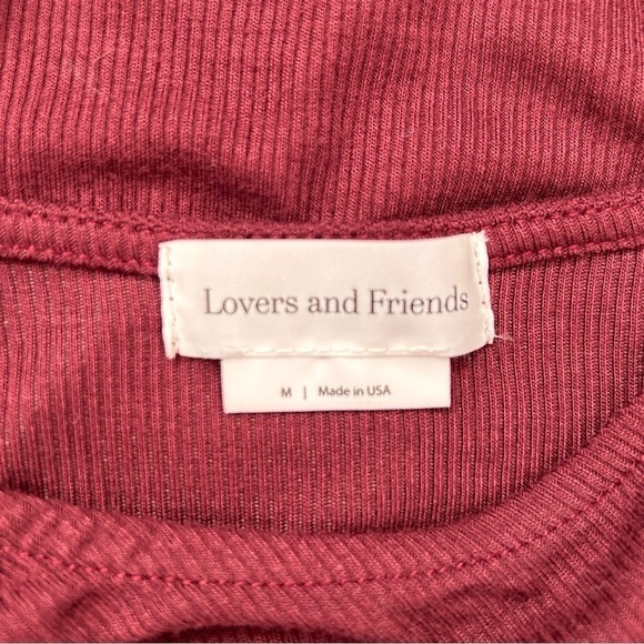 Lovers and Friends Venetian Dress Ribbed Burgundy Bodycon Long Sleeve Ruched M - Picture 11 of 13
